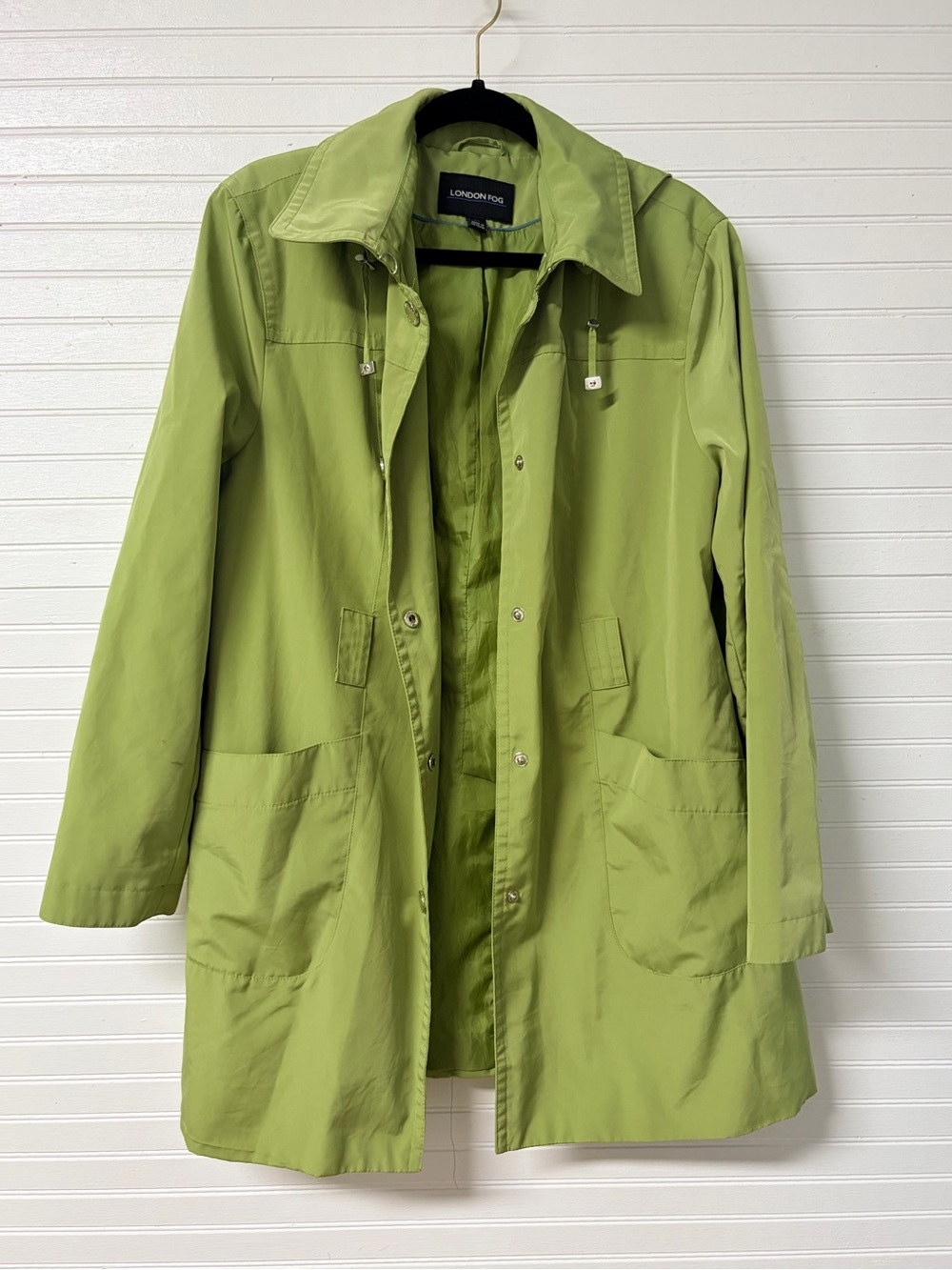 London Fog Women's Lightweight Lime Green Trench Coat missing belt